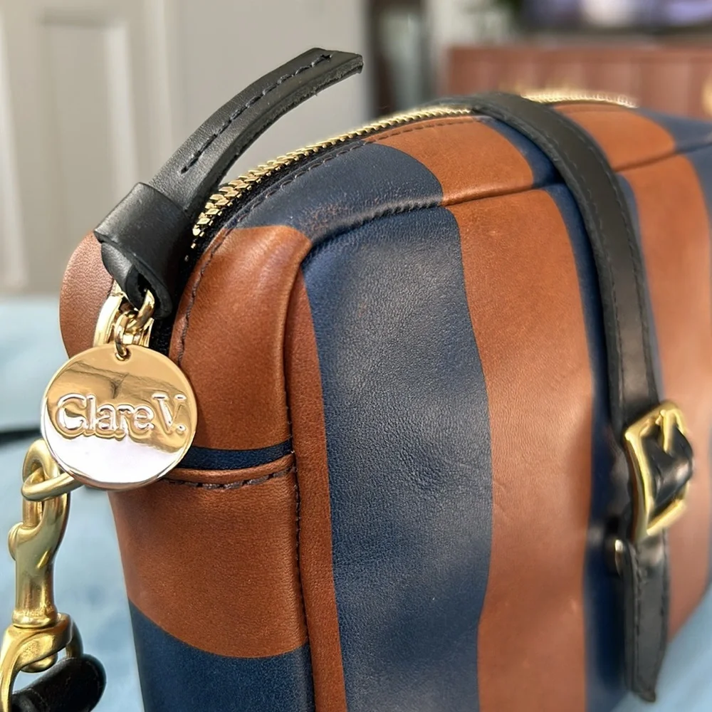 Striped Blue and Brown Crossbody Bag - Picture 5 of 6